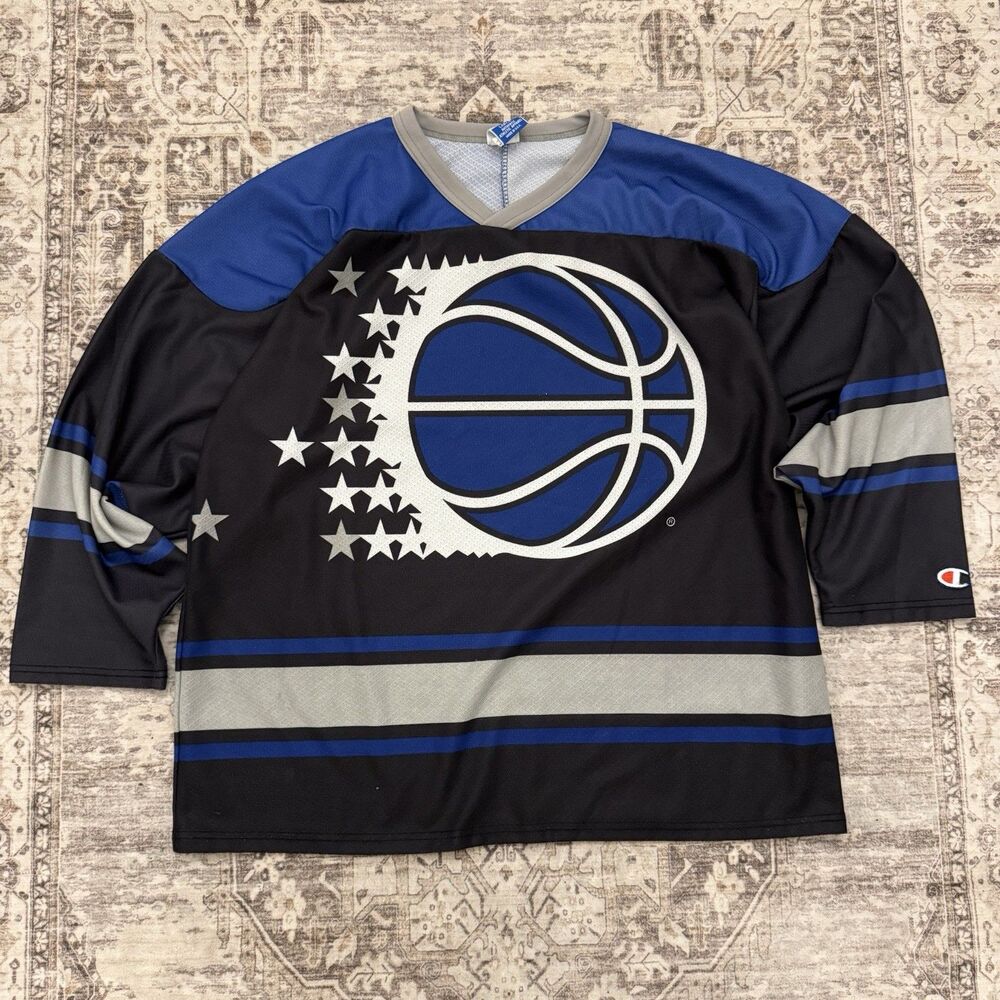 Vintage Orlando Magic Champion Hockey Jersey Shirt Large Made USA 90s NBA